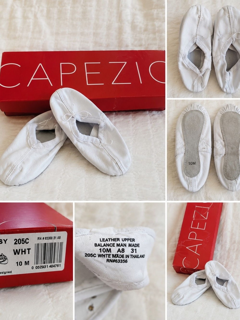 Capezio Daisy 205C White Leather Ballet Shoes Child Size 10M